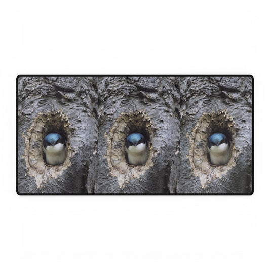 Bird Nest Trio Desk Mat — Cute Chick in Tree Hole XXL Mousepad