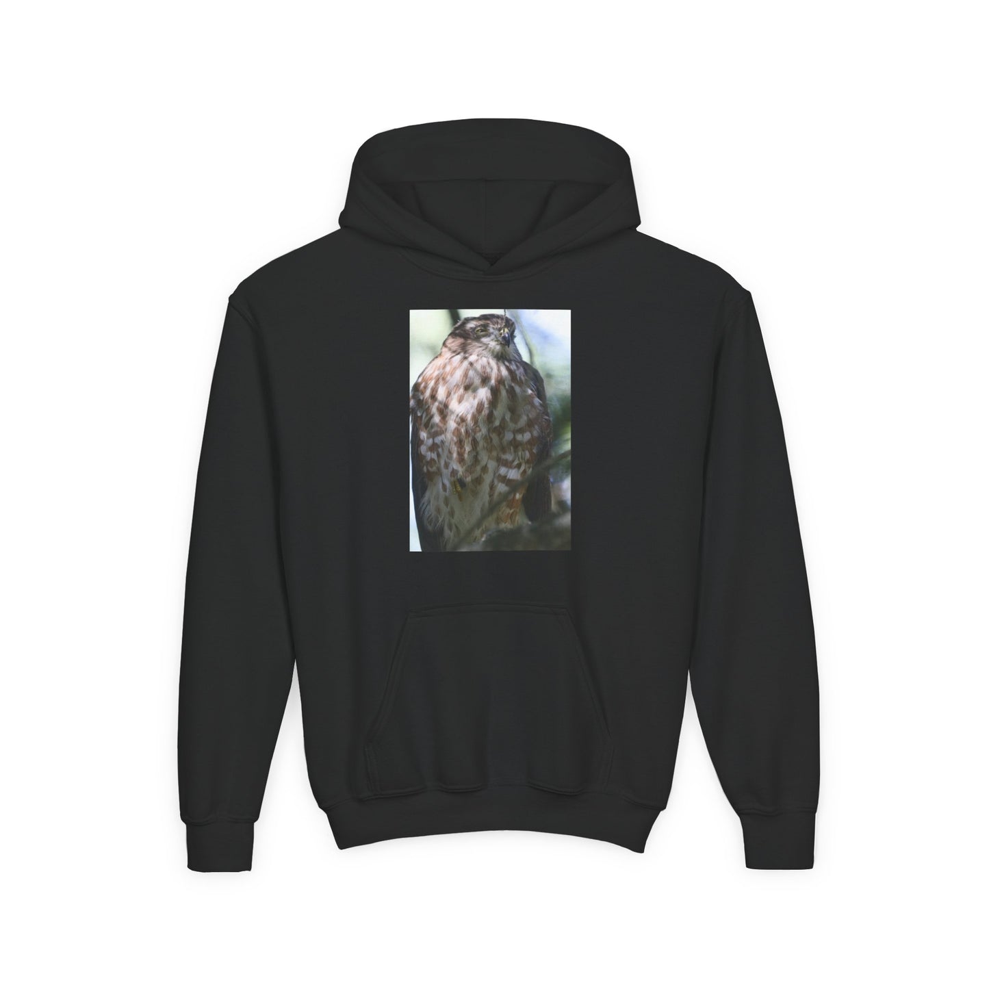 Youth Owl Hoodie – Photoreal Hawk Owl Print Kids' Hooded Sweatshirt