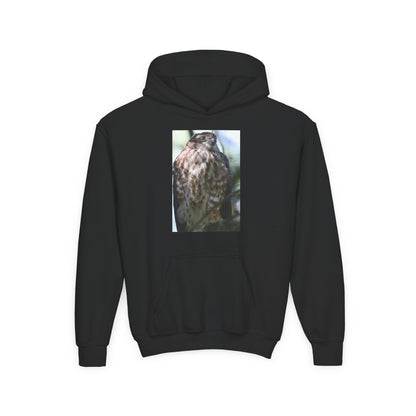 Youth Owl Hoodie – Photoreal Hawk Owl Print Kids' Hooded Sweatshirt