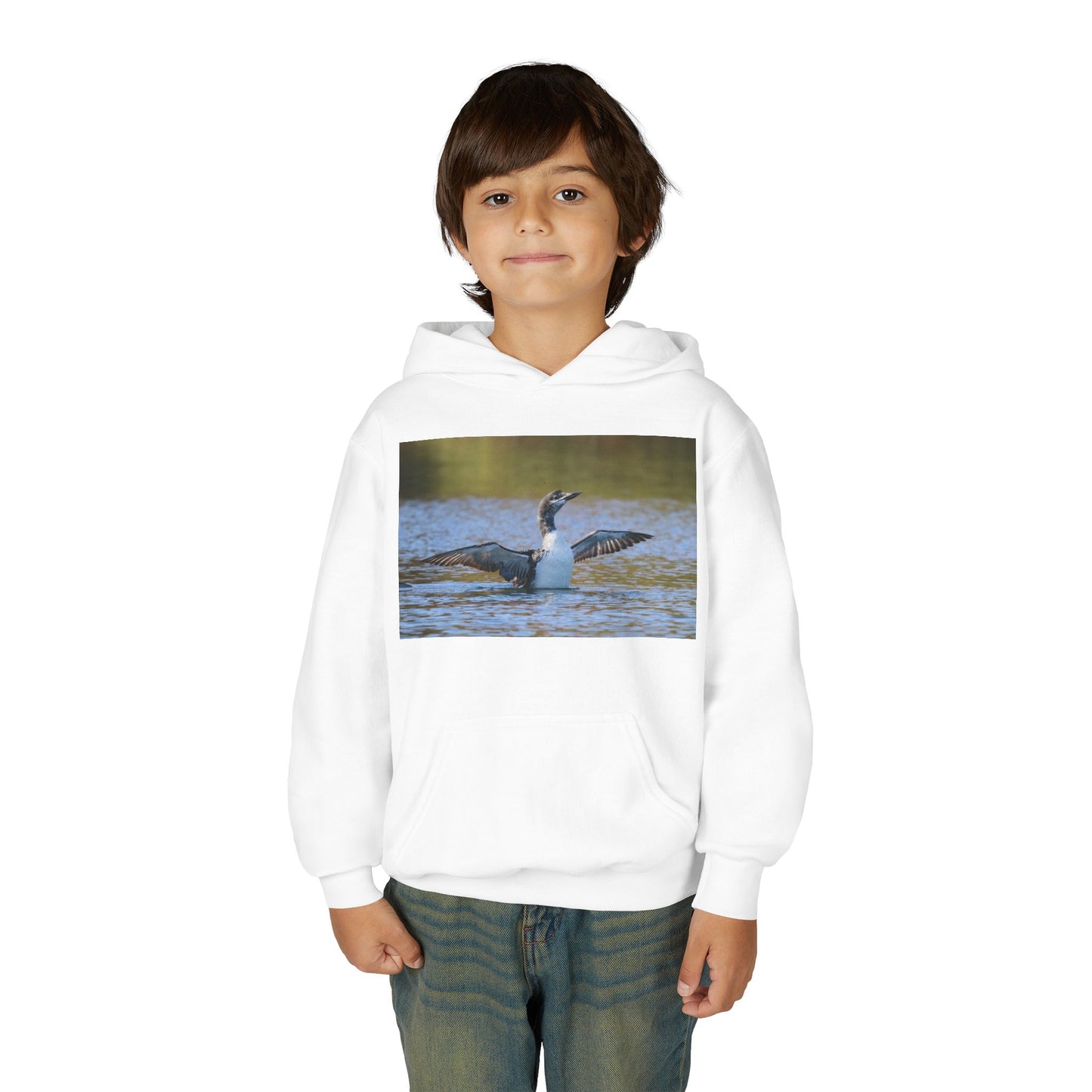 Youth Hoodie with Loon Photo – Nature Birdwatching Pullover