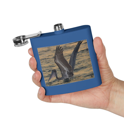 6oz Stainless Steel Flask — Pelican Sunset Photo Hip Flask, Coastal Wildlife Gift