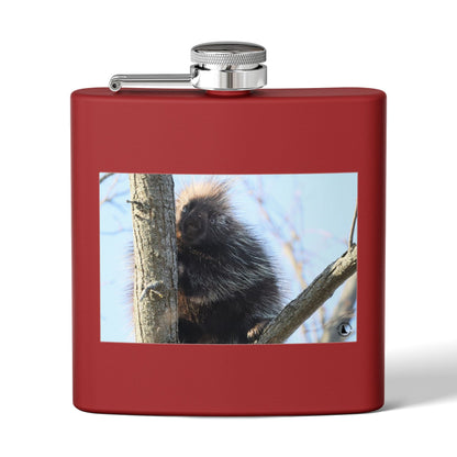 Porcupine Photo Stainless Steel Flask — 6oz Wildlife Hip Flask
