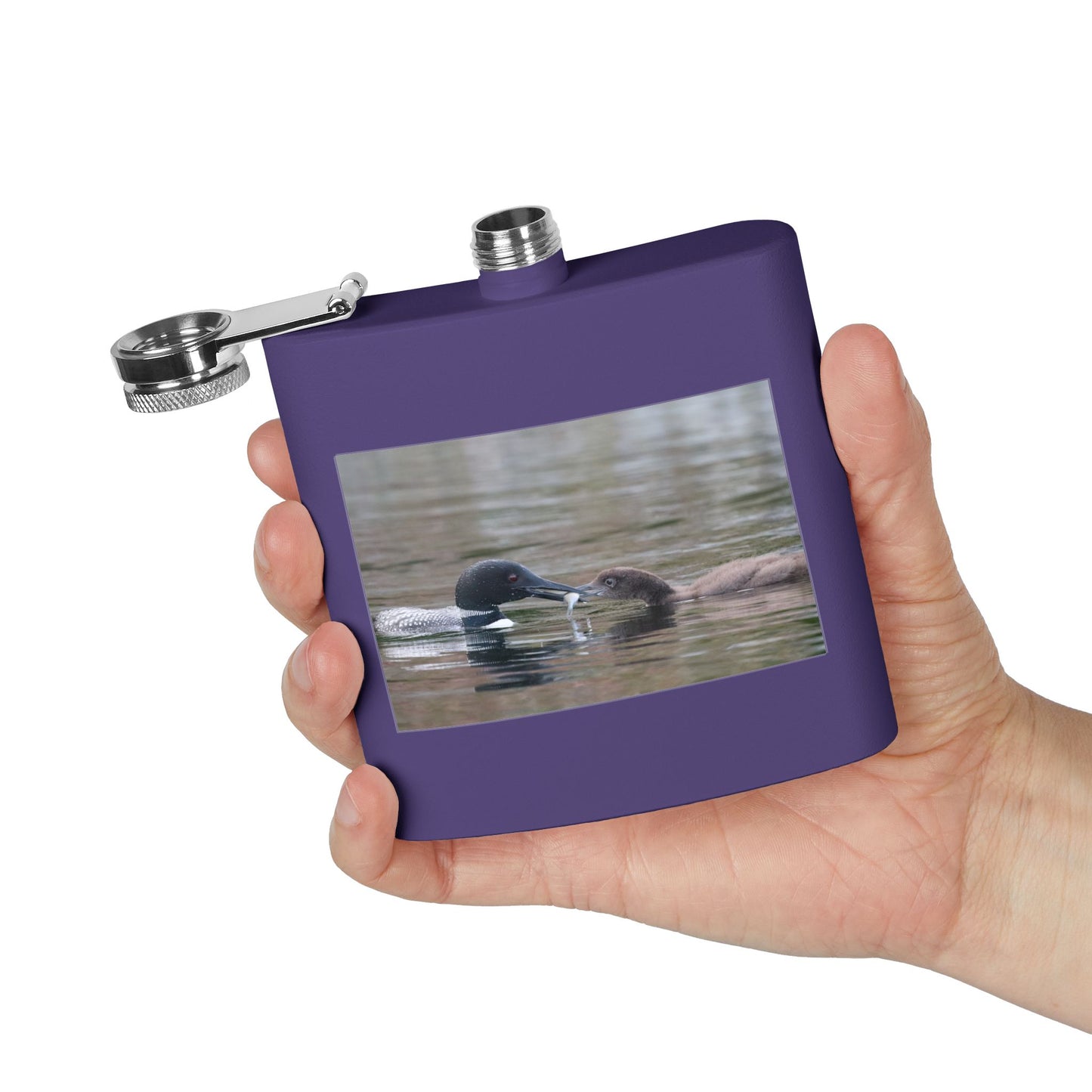 6oz Stainless Steel Flask — Duck Pair Wildlife Photo Hip Flask (Nature Lover Gift)