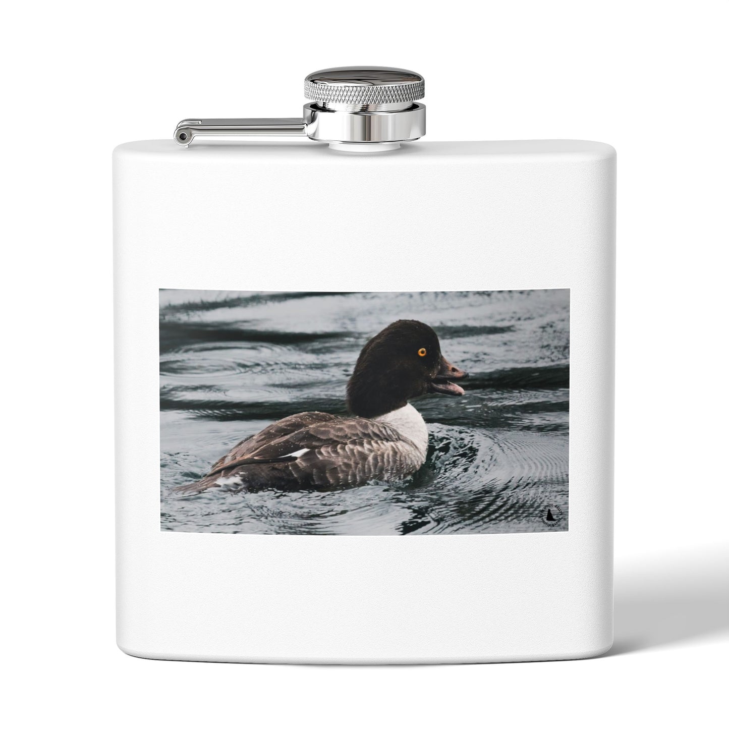 Goldeneye Duck Photo Stainless Steel Flask — 6oz Travel Hip Flask