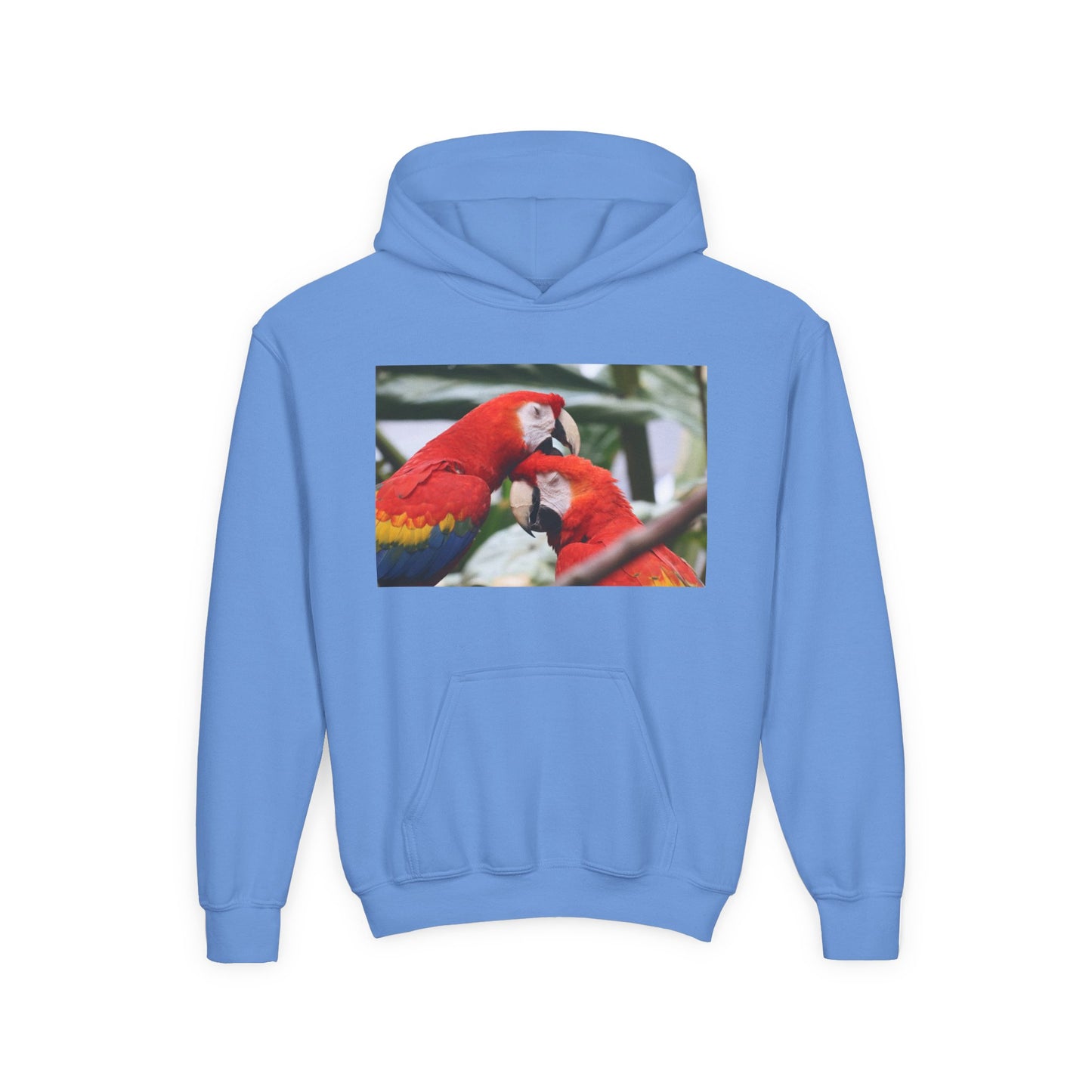 Youth Parrot Hoodie – Colorful Scarlet Macaw Kids Pullover
