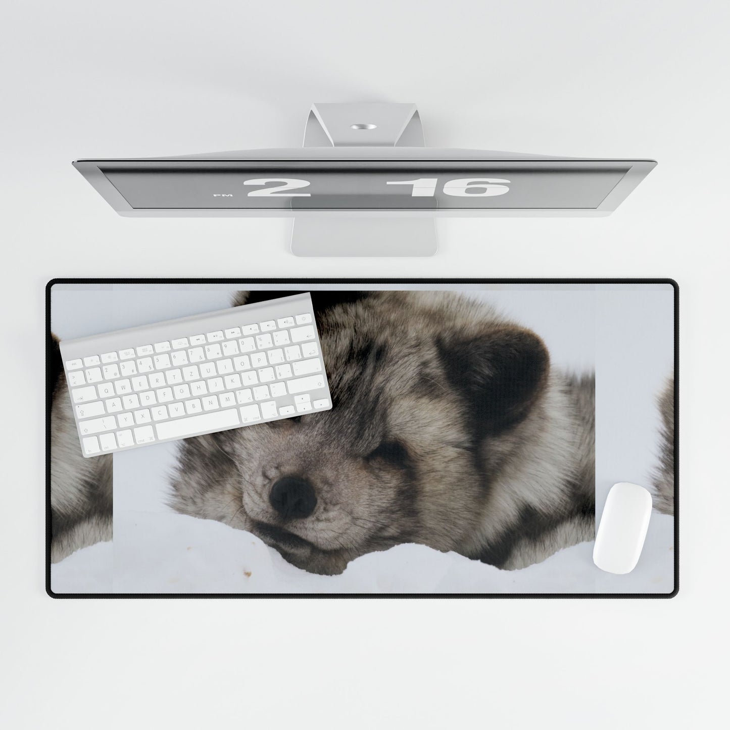 Arctic Fox Desk Mat — Large Animal Print Mouse Pad for Workstation