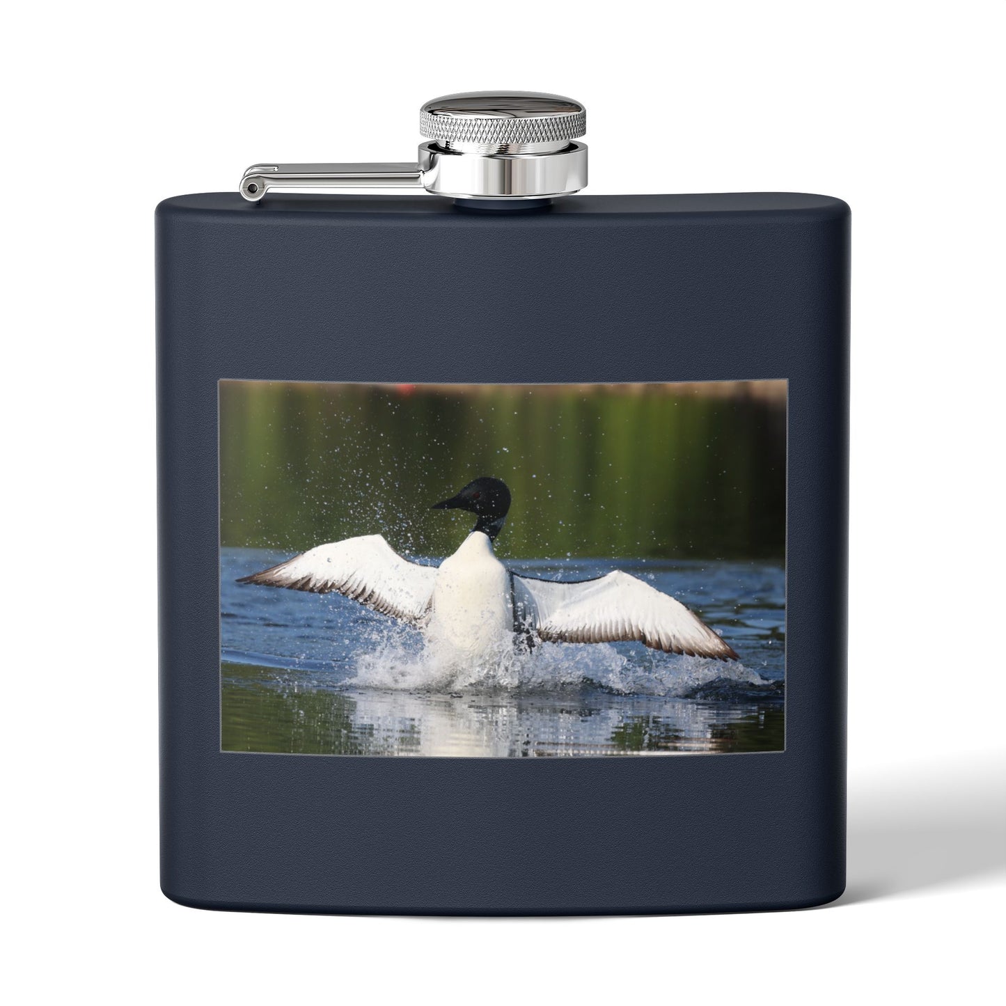 Duck Photography 6oz Stainless Steel Flask — Loon Splash Wildlife Hip Flask