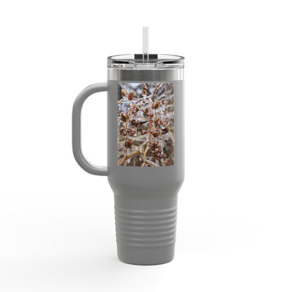 40oz Insulated Travel Mug with Frosted Branch Photo – Large Stainless Steel Tumbler