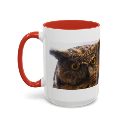 Owl Accent Coffee Mug – Realistic Great Horned Owl Photo (11/15 oz)