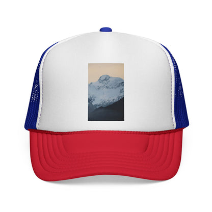 Mountain Sunrise Trucker Cap — Vintage Snow Peak Patch Hat