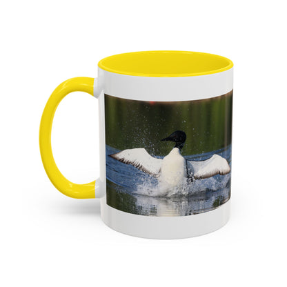 Loons Taking Off Accent Coffee Mug — Wildlife Nature Bird Lover Gift