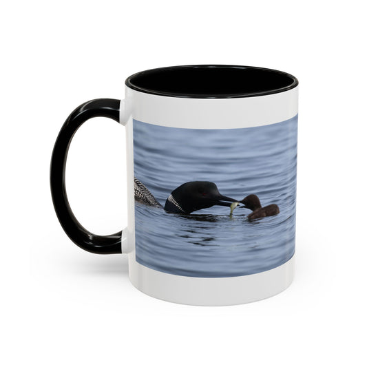 Loon Family Accent Coffee Mug — Scenic Lake Bird Photography (11/15oz)
