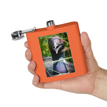 Loon Photo Stainless Steel Flask – 6oz Nature Wildlife Hip Flask