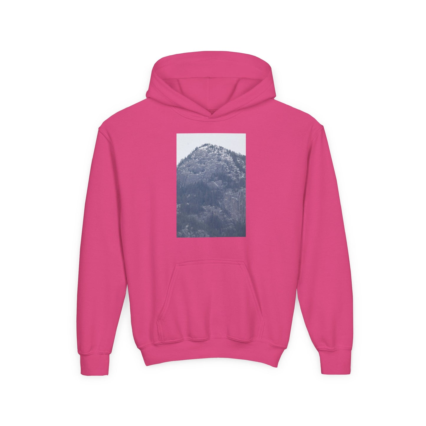 Mountain Peak Youth Hoodie — Winter Snow Scenic Graphic Sweatshirt