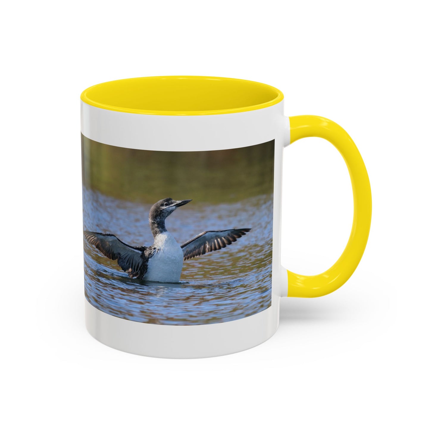 Loons in Flight Accent Coffee Mug — Wildlife Bird Photography Drinkware