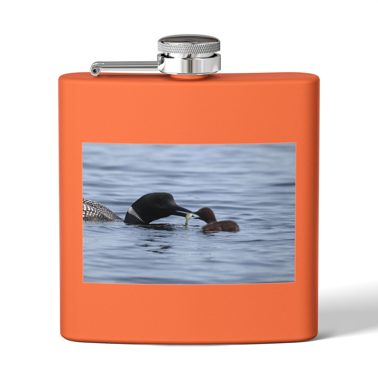 Loon Family 6oz Stainless Steel Flask — Nature Wildlife Gift