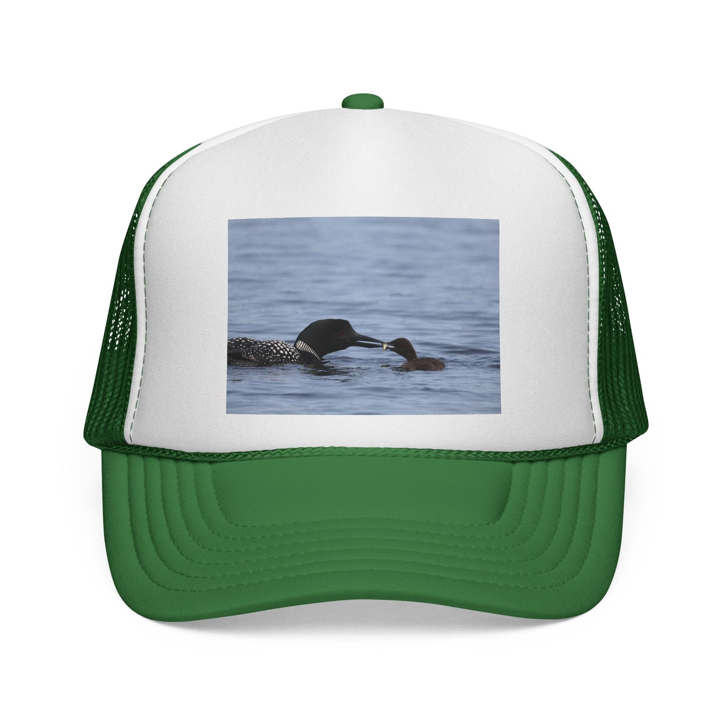 Loon & Chick Nature Trucker Hat — Wildlife Bird Watching Cap