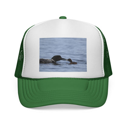 Loon & Chick Nature Trucker Hat — Wildlife Bird Watching Cap