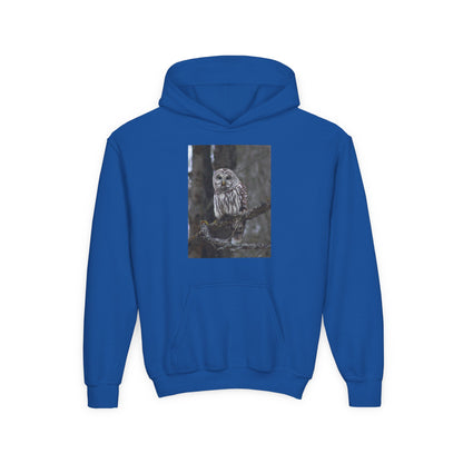 Owl Portrait Youth Hoodie — Realistic Forest Owl Graphic