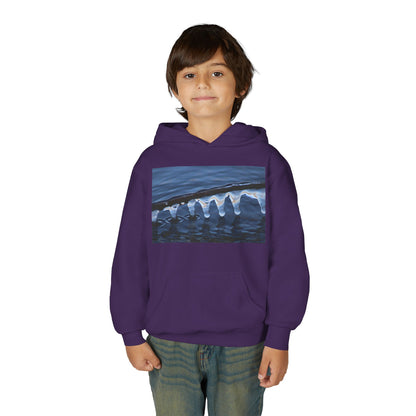 Ocean Wave Ice Photo Hoodie — Youth Nautical Winter Sweatshirt
