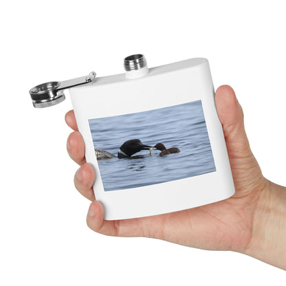 Loon Family 6oz Stainless Steel Flask — Nature Wildlife Gift