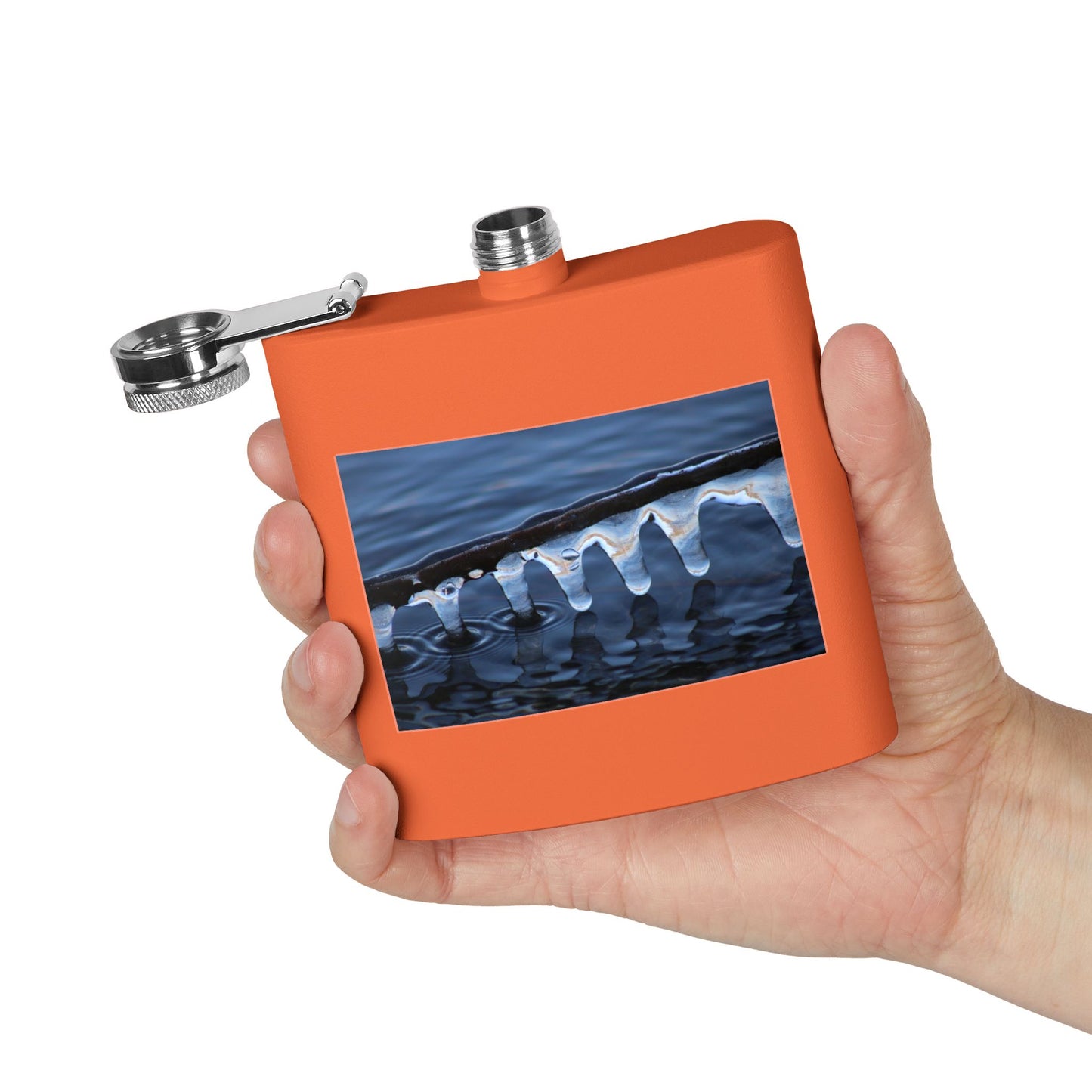 Ice Edge Flask — 6oz Stainless Steel Hip Flask with Winter Water Photography