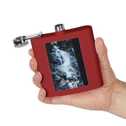 Waterfall Photo Stainless Steel Flask — 6oz Pocket Hip Flask for Outdoors & Travel