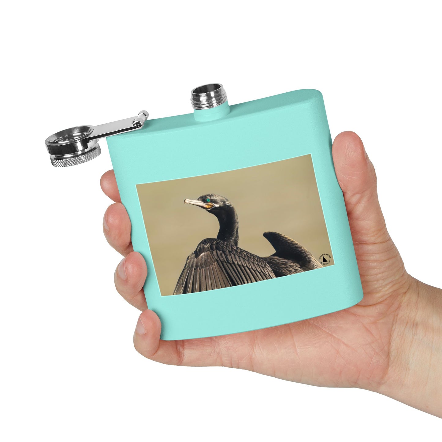 Cormorant Photo Stainless Steel Flask – 6oz Pocket Hip Flask for Birdwatchers & Outdoor Lovers