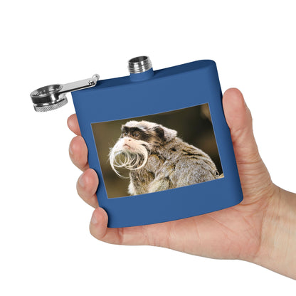 Emperor Tamarin Photo Flask — 6oz Stainless Steel Pocket Hip Flask