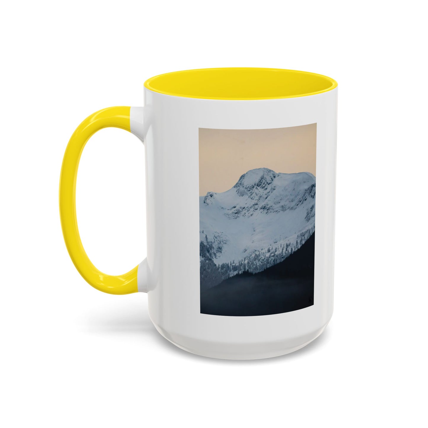 Mountain Sunrise Accent Coffee Mug — Scenic Snow Peak Photo (11/15oz)