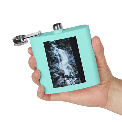 Waterfall Photo Stainless Steel Flask — 6oz Pocket Hip Flask for Outdoors & Travel
