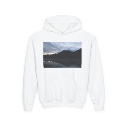 Youth Hoodie with Serene Mountain Lake Photo - Cozy Outdoor Nature Pullover