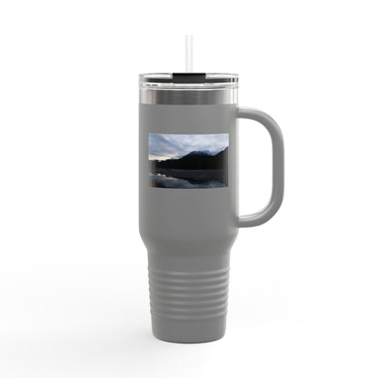 40oz Insulated Travel Mug – Scenic Lake Mountain Photo, Thermal Tumbler for Commuting & Outdoor Adventures