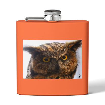 Owl Portrait Stainless Steel Flask — 6oz Wildlife Gift