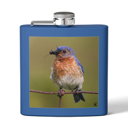 6oz Bluebird Stainless Steel Flask — Nature Photo Pocket Hip Flask