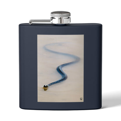 6oz Stainless Steel Flask with Serpentine Snow Trail Photo – Minimal Outdoor Gift
