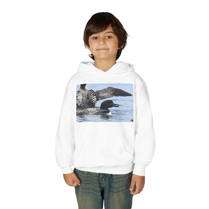 Loon Lake Youth Hoodie — Scenic Common Loon Wildlife Photo