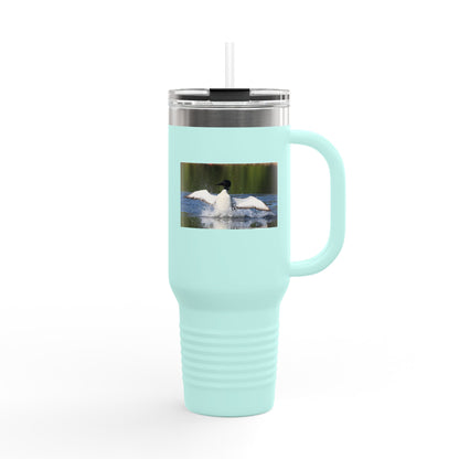 40oz Insulated Travel Mug with Scenic Loon Photo — Double-Wall Stainless Tumbler for Outdoors & Commuting