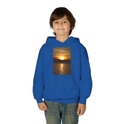 Youth Hoodie with Golden Sunset Photo - Beach Vibes Kids Pullover