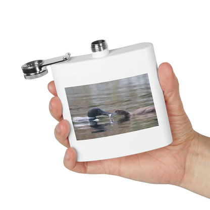 6oz Stainless Steel Flask — Duck Pair Wildlife Photo Hip Flask (Nature Lover Gift)