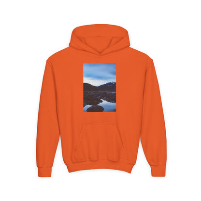 Youth Hoodie with Mountain Lake Photo Print — Nature Landscape Pullover