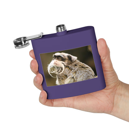 Emperor Tamarin Photo Flask — 6oz Stainless Steel Pocket Hip Flask