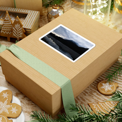 Mountain Reflection Kiss-Cut Sticker — Moody Lake Sunset Nature Decal