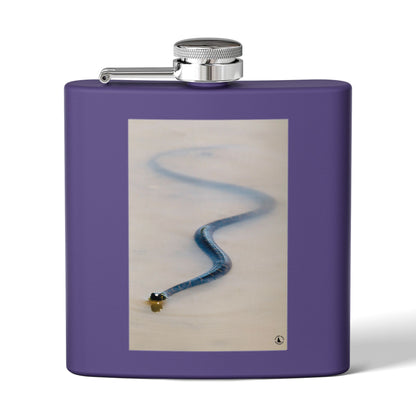 6oz Stainless Steel Flask with Serpentine Snow Trail Photo – Minimal Outdoor Gift