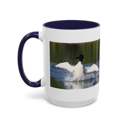 Loons Taking Off Accent Coffee Mug — Wildlife Nature Bird Lover Gift