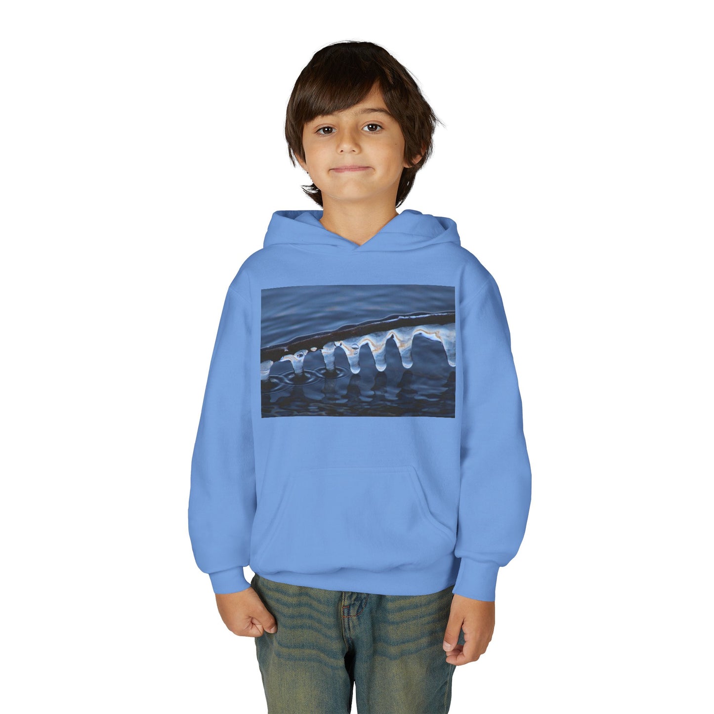 Ocean Wave Ice Photo Hoodie — Youth Nautical Winter Sweatshirt