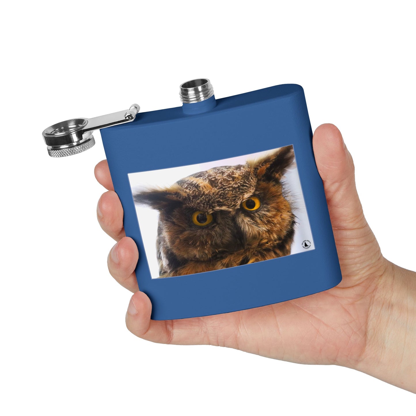 Owl Portrait Stainless Steel Flask — 6oz Wildlife Gift