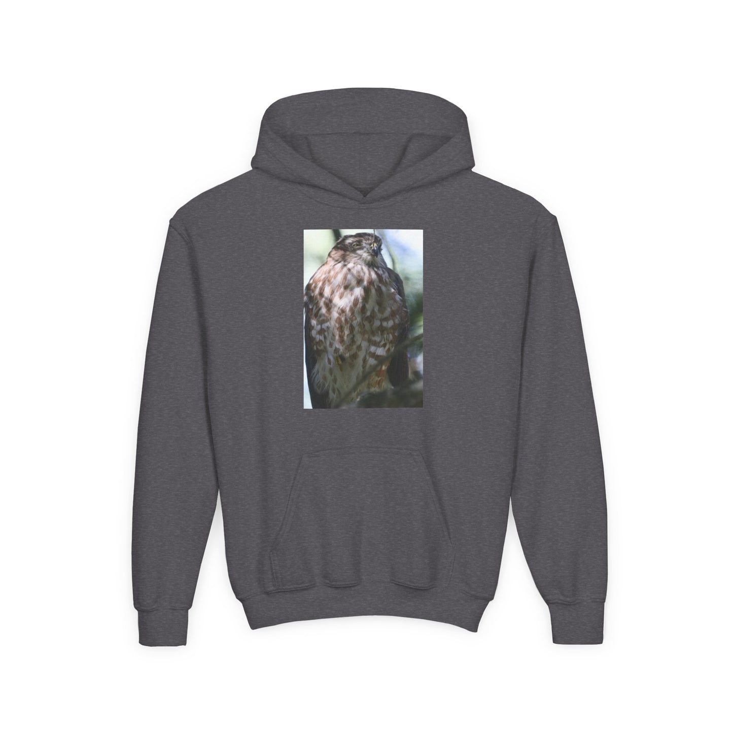 Youth Owl Hoodie – Photoreal Hawk Owl Print Kids' Hooded Sweatshirt