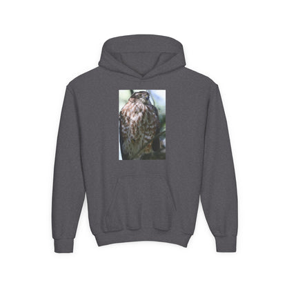 Youth Owl Hoodie – Photoreal Hawk Owl Print Kids' Hooded Sweatshirt