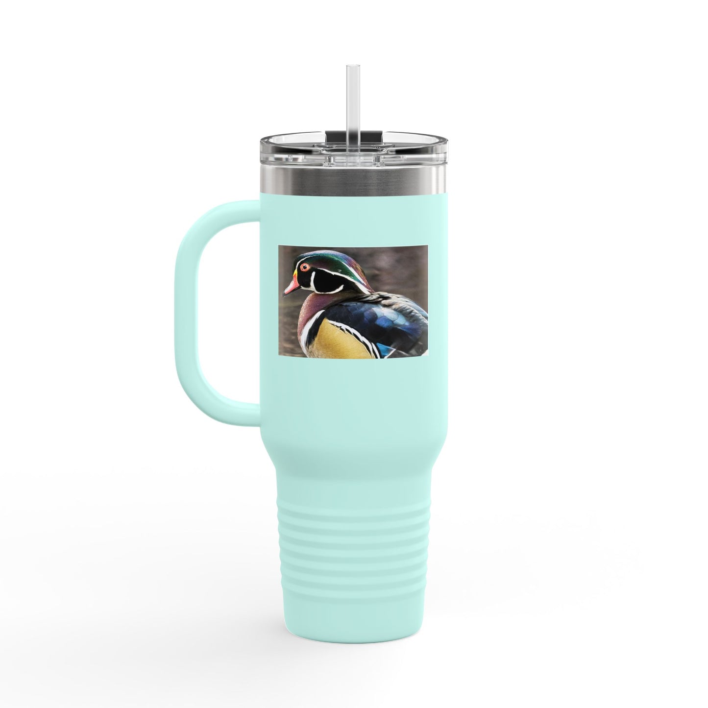 Wood Duck 40oz Insulated Travel Mug — Large Stainless Tumbler with Handle
